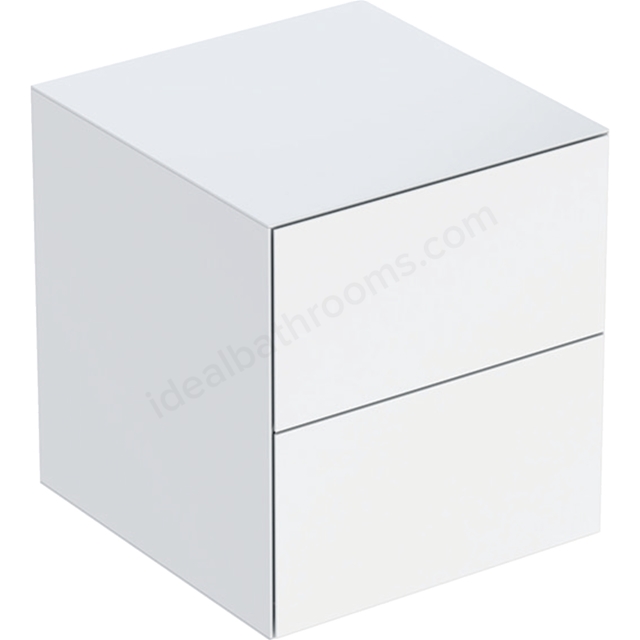 Geberit One 450mm 2 Drawer Low Cabinet - Gloss White