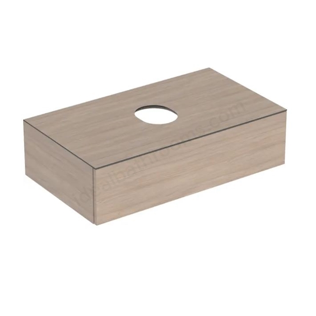 Geberit Variform 900mm Cabinet For Countertop Basin w/ One Drawer; Shelf Surface & Trap - Oak