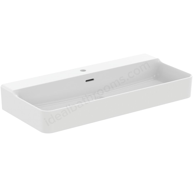 Atelier Conca 100cm 1 taphole washbasin with overflow; silk white