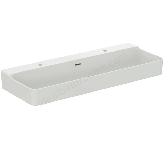 Atelier Conca 120cm 2 taphole washbasin with overflow; white