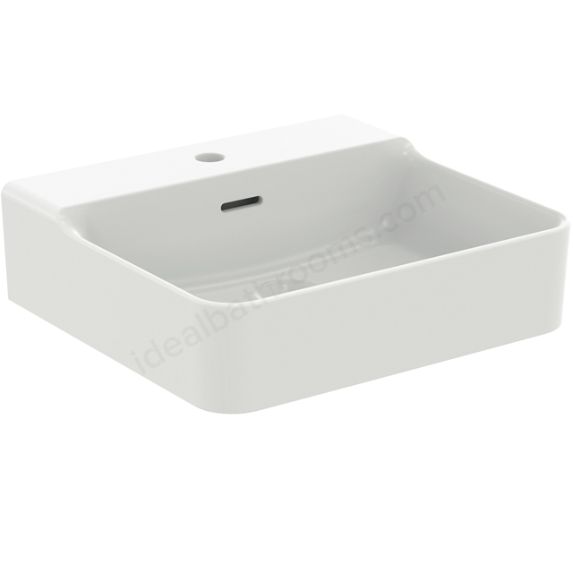 Atelier Conca 50cm 1 taphole washbasin with overflow; ground; silk white