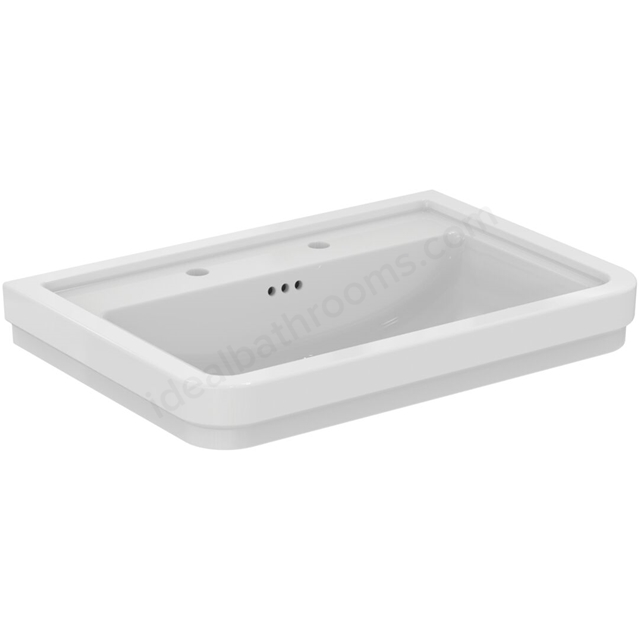 Atelier Calla 70cm 2 taphole basin with overflow; white
