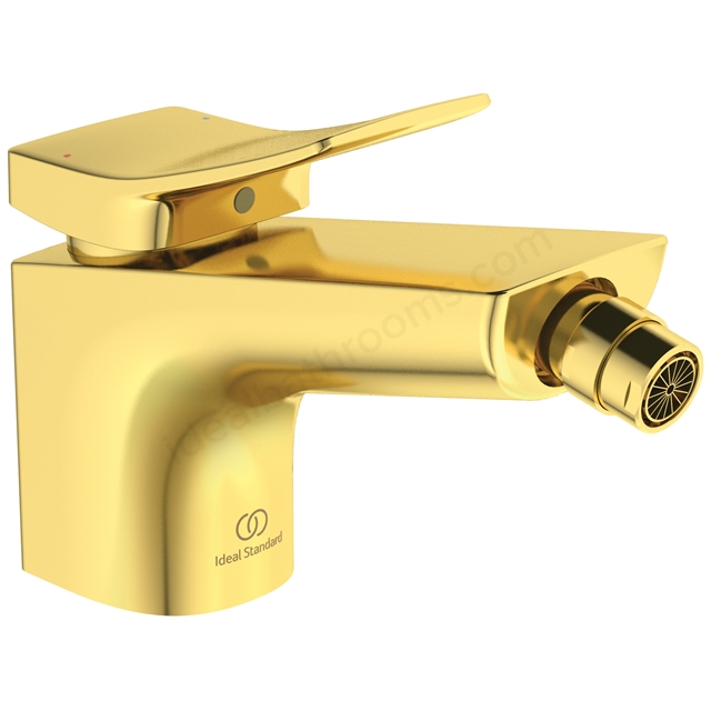 Atelier Conca single lever bidet mixer with pop-up waste; brushed gold