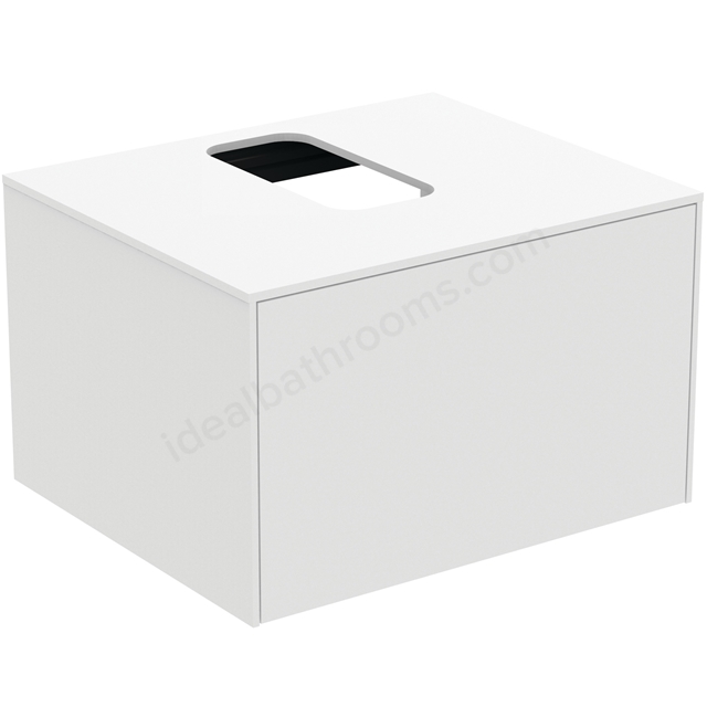 Atelier Conca 60cm wall hung washbasin unit with 1 drawer; centre cutout; matt white
