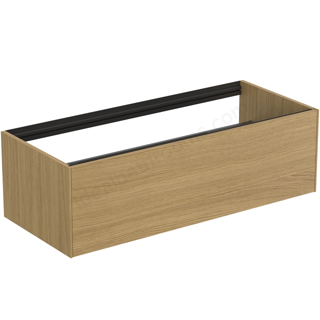 Atelier Conca 120cm wall hung washbasin unit with 1 drawer; no worktop; light oak