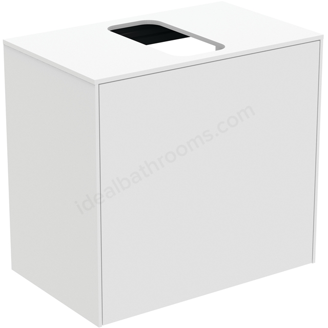 Atelier Conca 60cm wall hung short projection washbasin unit with 1 external drawer & 1 internal drawer; centre cutout; matt white