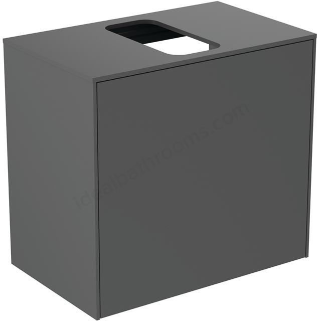 Atelier Conca 60cm wall hung short projection washbasin unit with 1 external drawer & 1 internal drawer; centre cutout; matt anthracite