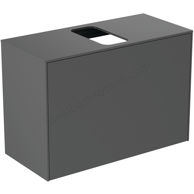 Atelier Conca 80cm wall hung short projection washbasin unit with 1 external drawer & 1 internal drawer; centre cutout; matt anthracite