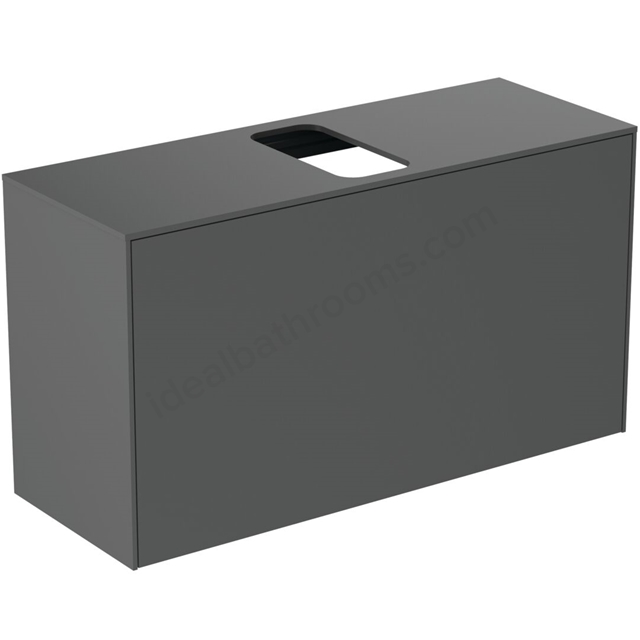 Atelier Conca 100cm wall hung short projection washbasin unit with 1 external drawer & 1 internal drawer; centre cutout; matt anthracite