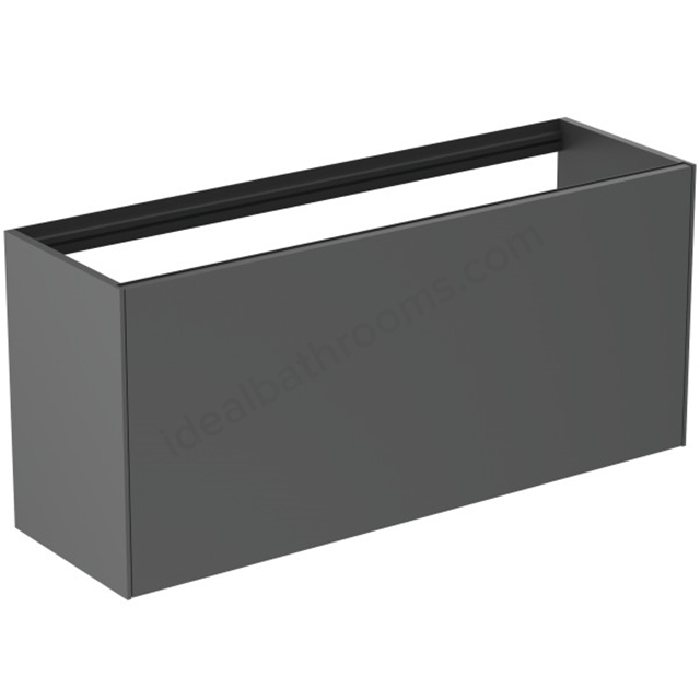 Atelier Conca 120cm wall hung short projection washbasin unit with 1 external drawer & 1 internal drawer; no worktop; matt anthracite