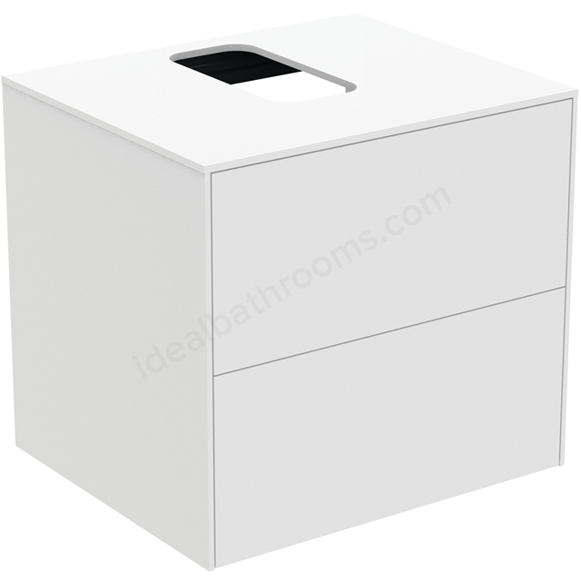 Atelier Conca 60cm wall hung washbasin unit with 2 drawers; centre cutout; matt white