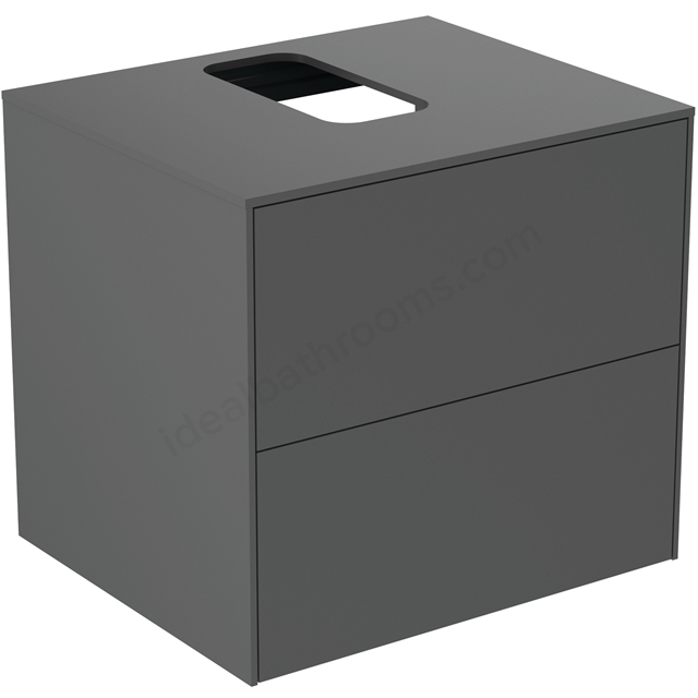 Atelier Conca 60cm wall hung washbasin unit with 2 drawers; centre cutout; matt anthracite