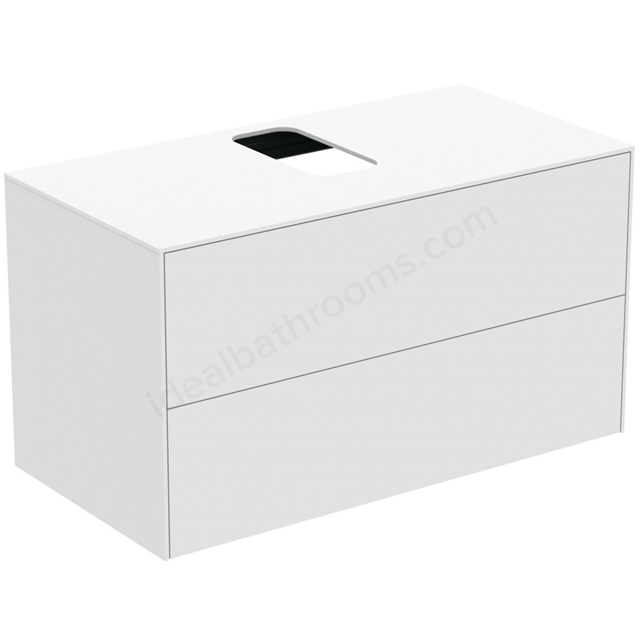 Atelier Conca 100cm wall hung washbasin unit with 2 drawers; centre cutout; matt white