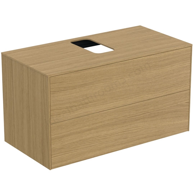 Atelier Conca 100cm wall hung washbasin unit with 2 drawers; centre cutout; light oak