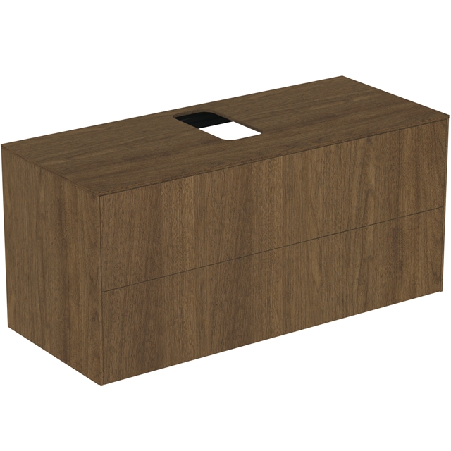 Atelier Conca 120cm wall hung washbasin unit with 2 drawers; centre cutout; dark walnut