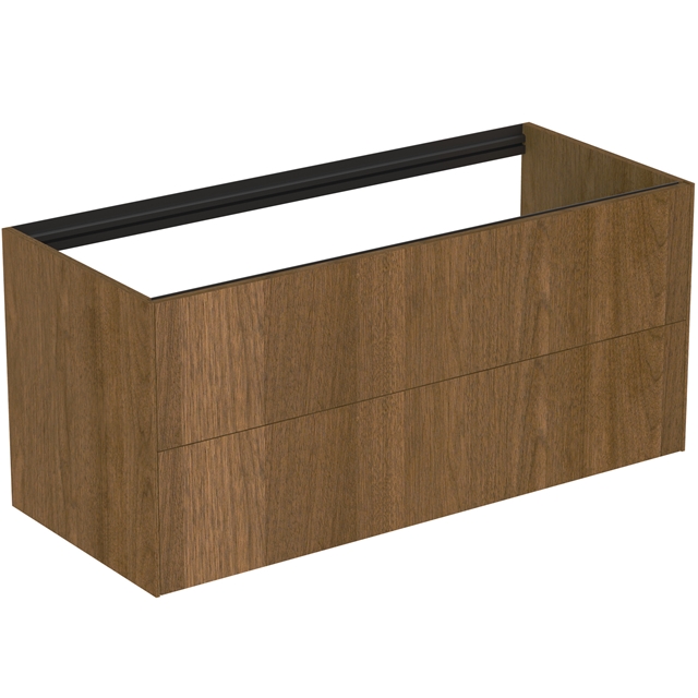 Atelier Conca 120cm wall hung washbasin unit with 2 drawers; no worktop; dark walnut