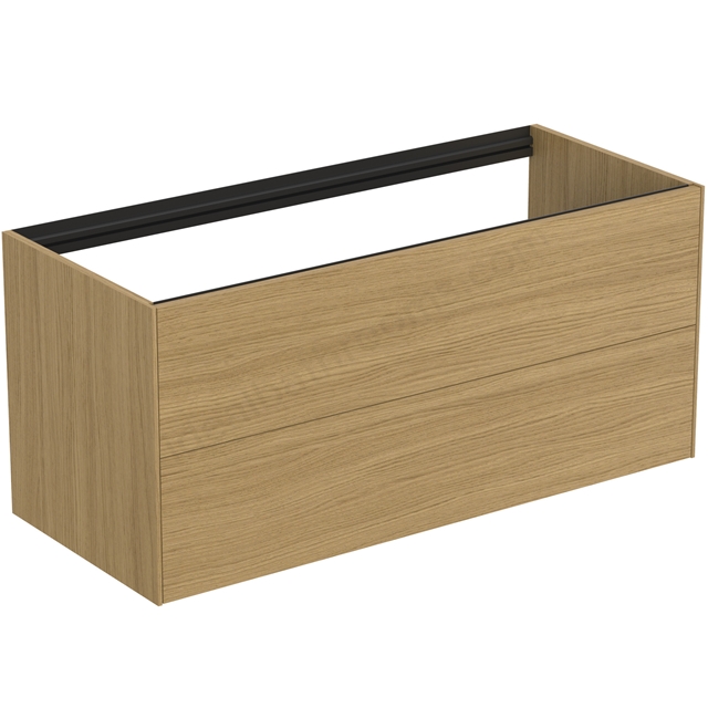 Atelier Conca 120cm wall hung washbasin unit with 2 drawers; no worktop; light oak