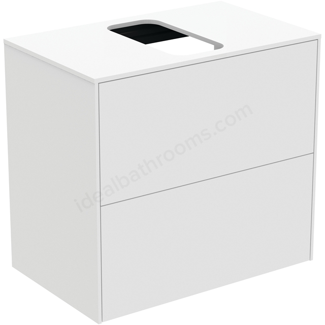 Atelier Conca 60cm wall hung short projection washbasin unit with 2 drawers; centre cutout; matt white