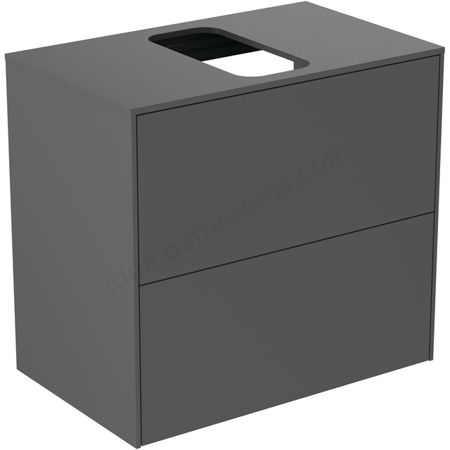 Atelier Conca 60cm wall hung short projection washbasin unit with 2 drawers; centre cutout; matt anthracite