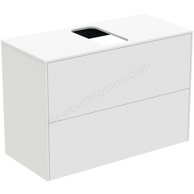 Atelier Conca 80cm wall hung short projection washbasin unit with 2 drawers; centre cutout; matt white