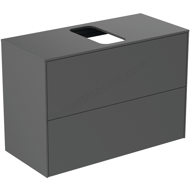 Atelier Conca 80cm wall hung short projection washbasin unit with 2 drawers; centre cutout; matt anthracite