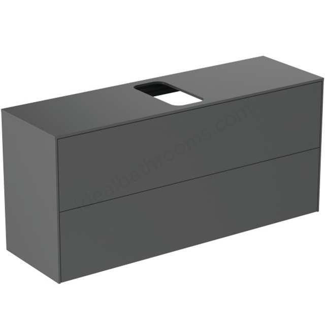 Atelier Conca 120cm wall hung short projection washbasin unit with 2 drawers; centre cutout; matt anthracite