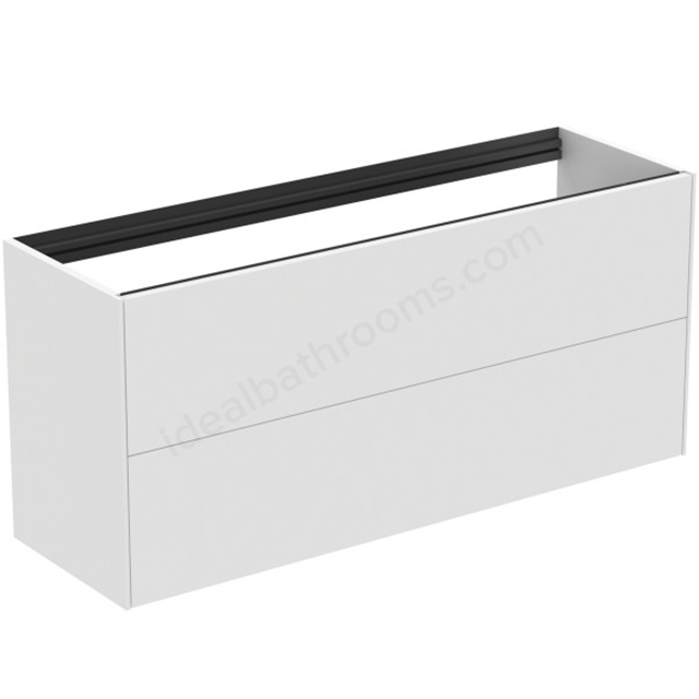 Atelier Conca 120cm wall hung short projection washbasin unit with 2 drawers; no worktop; matt white