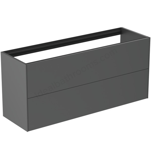 Atelier Conca 120cm wall hung short projection washbasin unit with 2 drawers; no worktop; matt anthracite