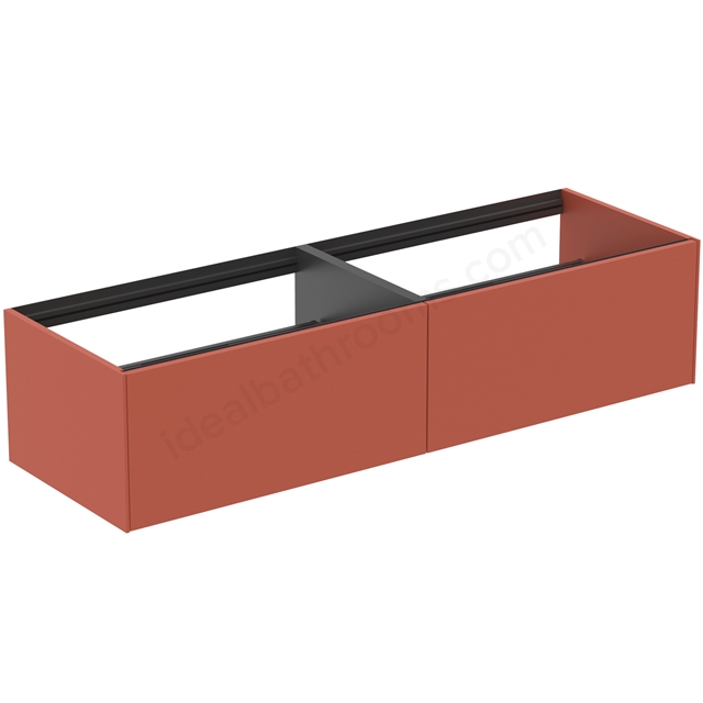 Atelier Conca 160cm wall hung washbasin unit with 2 drawers; no worktop; matt sunset