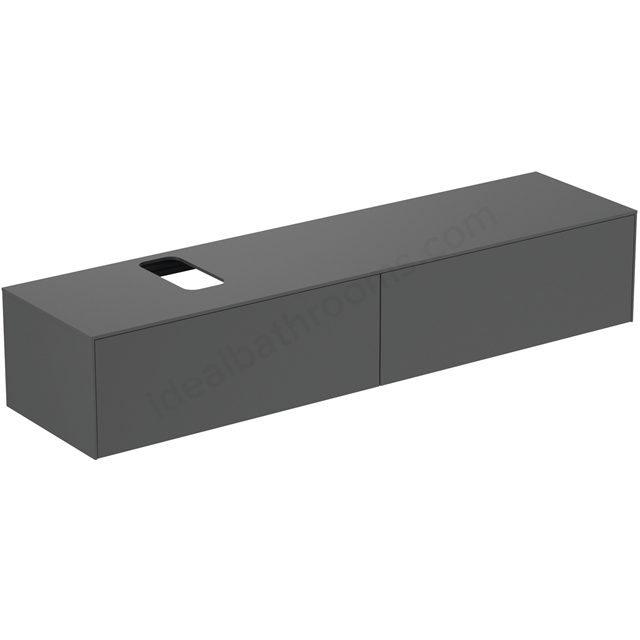 Atelier Conca 200cm wall hung washbasin unit with 2 drawers; bespoke cutout; matt anthracite