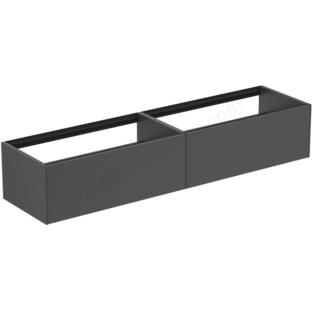 Atelier Conca 200cm wall hung washbasin unit with 2 drawers; no worktop; matt anthracite