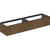 Atelier Conca 200cm wall hung washbasin unit with 2 drawers; no worktop; dark walnut