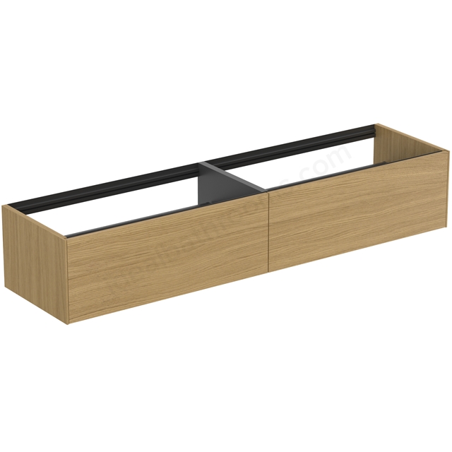 Atelier Conca 200cm wall hung washbasin unit with 2 drawers; no worktop; light oak