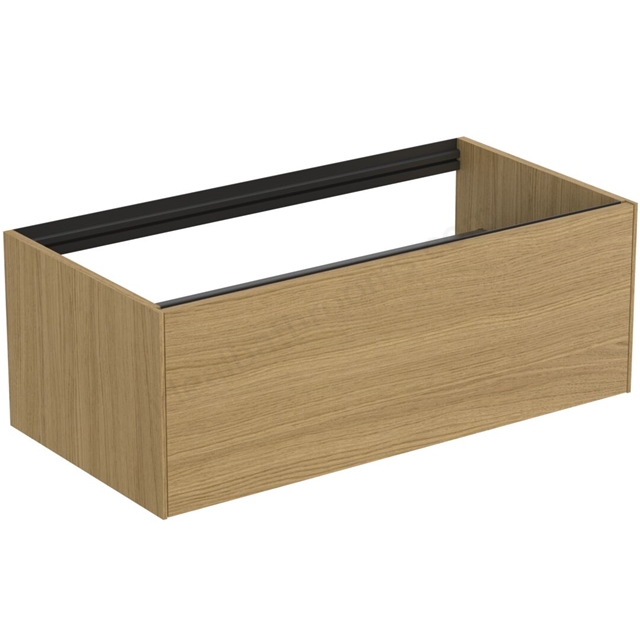 Atelier Conca 100cm wall hung washbasin unit with 1 drawer; no worktop; light oak