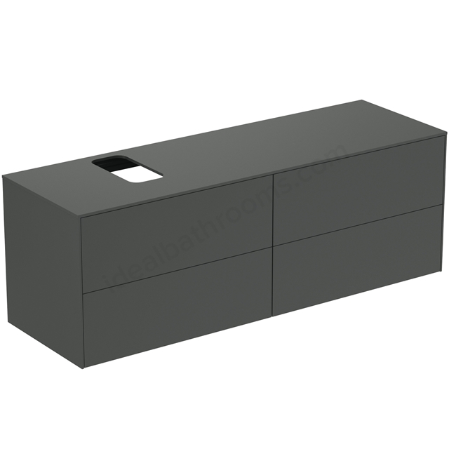 Atelier Conca 160cm wall hung washbasin unit with 4 drawers; bespoke cutout; matt anthracite