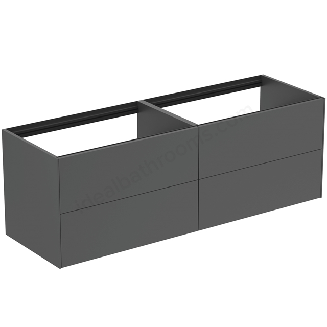 Atelier Conca 160cm wall hung washbasin unit with 4 drawers; no worktop; matt anthracite
