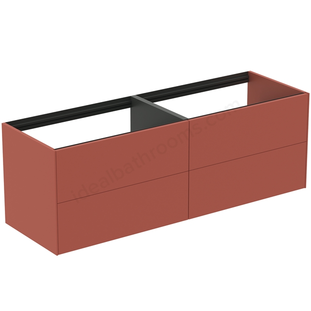 Atelier Conca 160cm wall hung washbasin unit with 4 drawers; no worktop; matt sunset