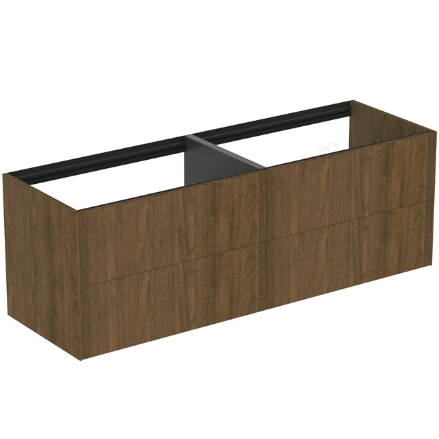 Atelier Conca 160cm wall hung washbasin unit with 4 drawers; no worktop; dark walnut