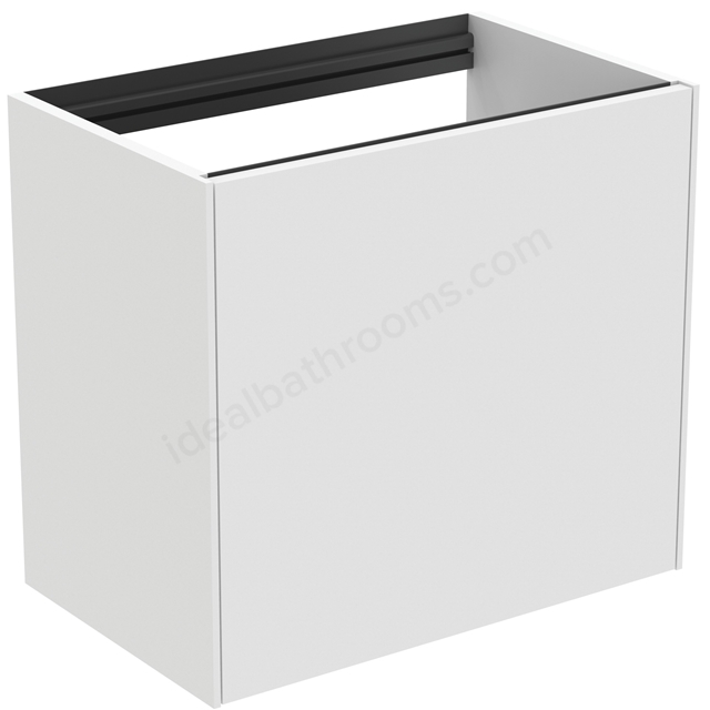Atelier Conca 60cm wall hung short projection washbasin unit with 1 external drawer & 1 internal drawer; no worktop; matt white