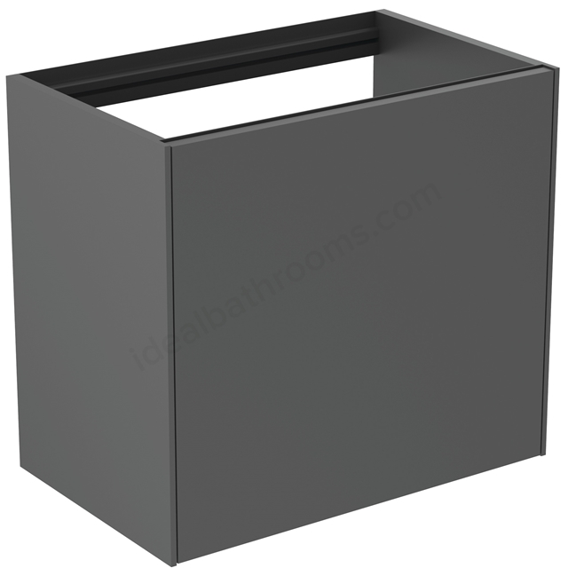 Atelier Conca 60cm wall hung short projection washbasin unit with 1 external drawer & 1 internal drawer; no worktop; matt anthracite
