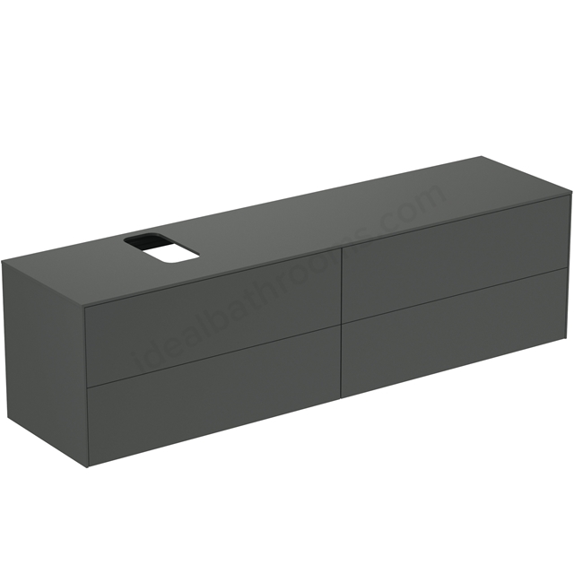 Atelier Conca 200cm wall hung washbasin unit with 4 drawers; bespoke cutout; matt anthracite