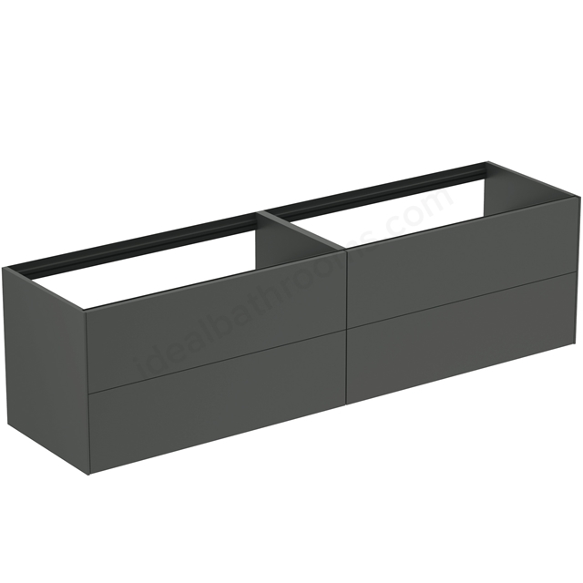 Atelier Conca 200cm wall hung washbasin unit with 4 drawers; no worktop; matt anthracite
