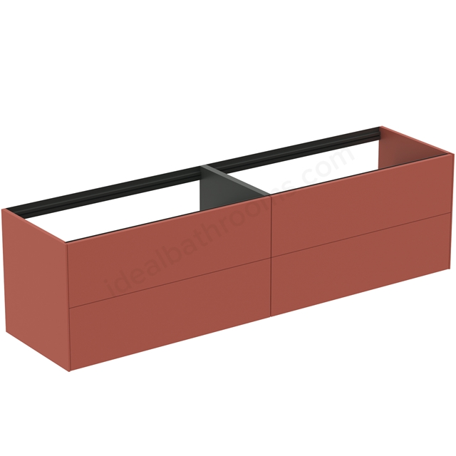 Atelier Conca 200cm wall hung washbasin unit with 4 drawers; no worktop; matt sunset