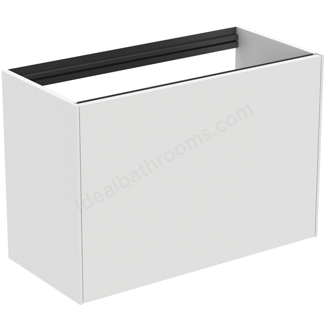 Atelier Conca 80cm wall hung short projection washbasin unit with 1 external drawer & 1 internal drawer; no worktop; matt white