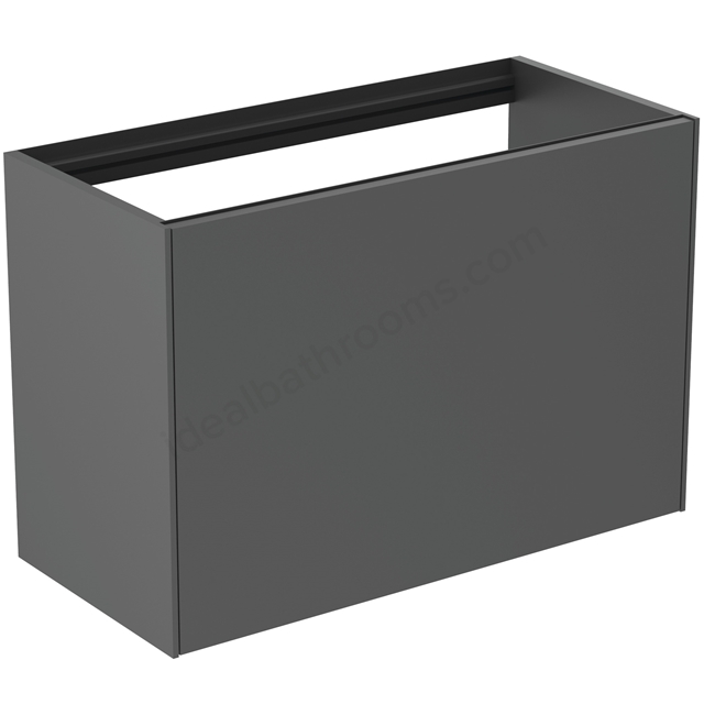Atelier Conca 80cm wall hung short projection washbasin unit with 1 external drawer & 1 internal drawer; no worktop; matt anthracite
