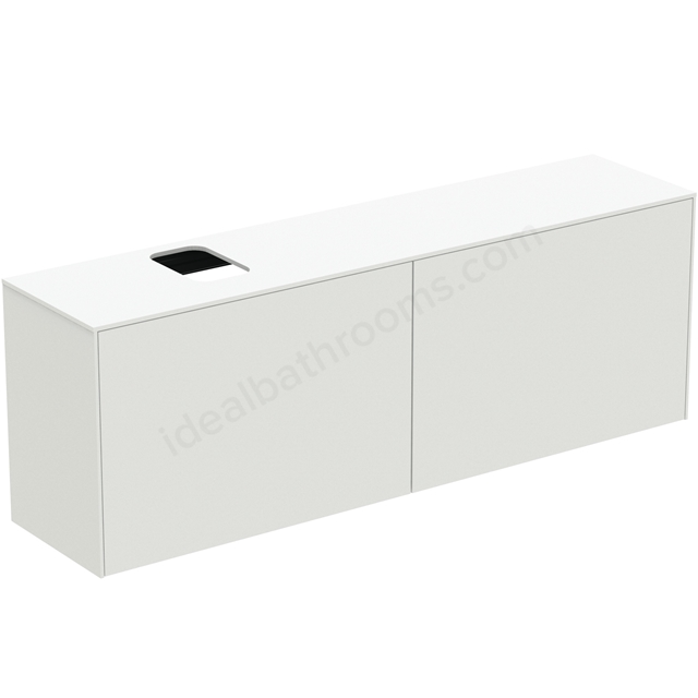 Atelier Conca 160cm wall hung short projection washbasin unit with 2 external drawers & 2 internal drawers; bespoke cutout; matt white