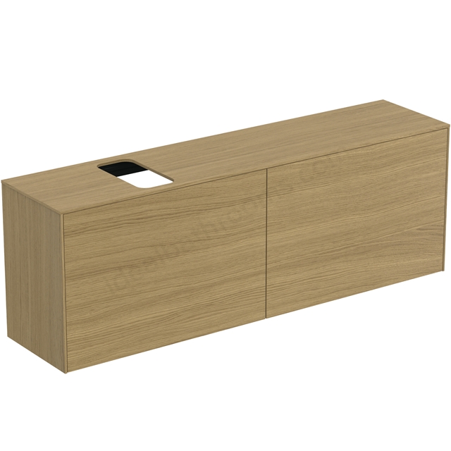 Atelier Conca 160cm wall hung short projection washbasin unit with 2 external drawers & 2 internal drawers; bespoke cutout; light oak