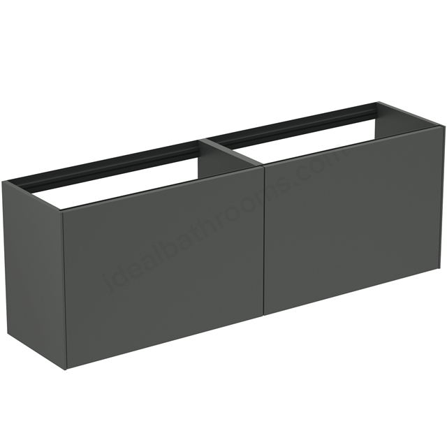 Atelier Conca 160cm wall hung short projection washbasin unit with 2 external drawers & 2 internal drawers; no worktop; matt anthracite