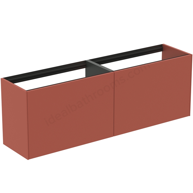 Atelier Conca 160cm wall hung short projection washbasin unit with 2 external drawers & 2 internal drawers; no worktop; matt sunset