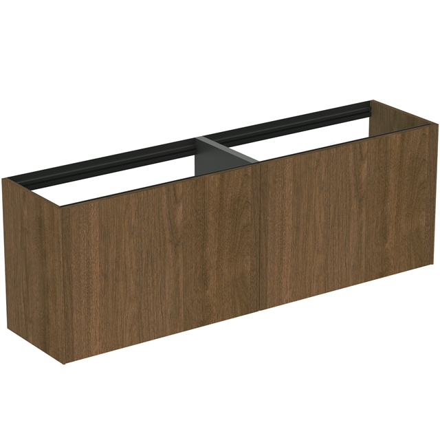 Atelier Conca 160cm wall hung short projection washbasin unit with 2 external drawers & 2 internal drawers; no worktop; dark walnut